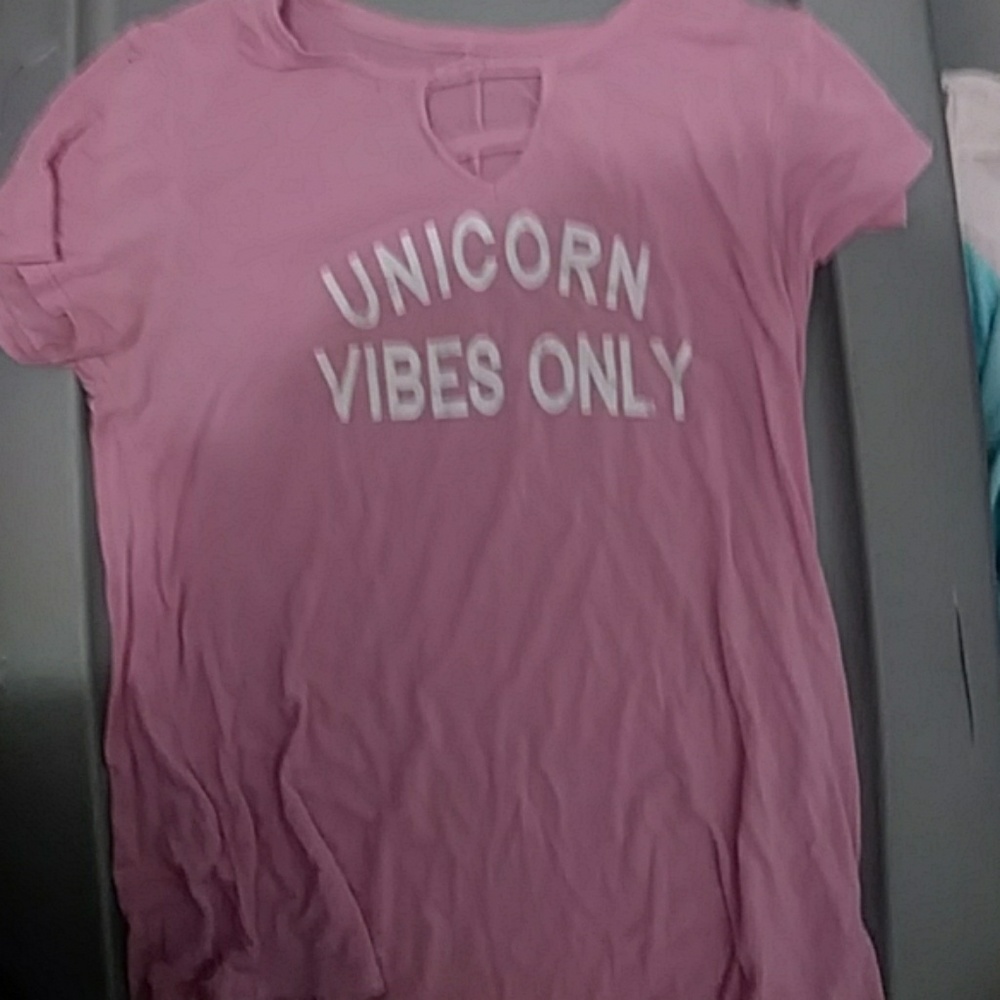Pink unicorn vibes only shirt